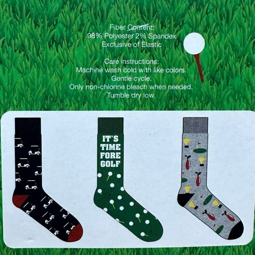 NEW Men’s Golf Socks 3 Pairs Good Boy Time Fore Gift Box Sports Size 6-12